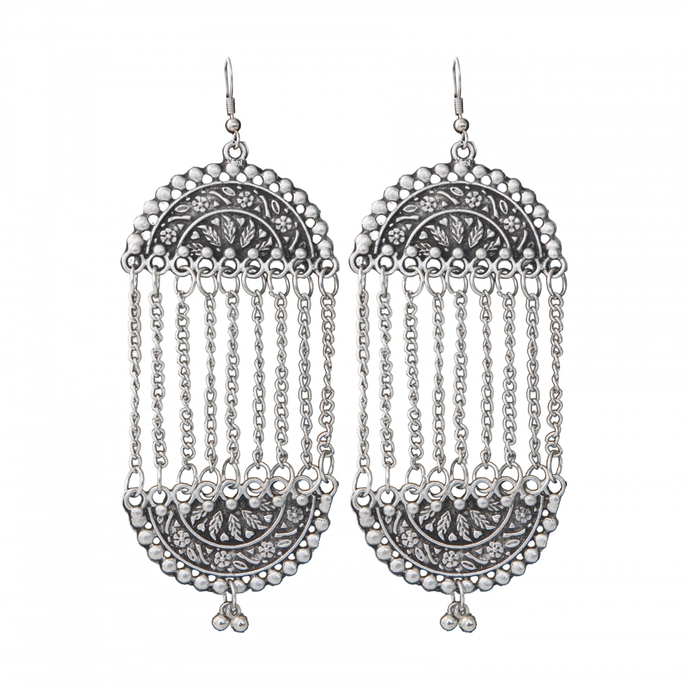 Generic Women's Silver Plated Hook Dangler Hanging Earrings-Silver