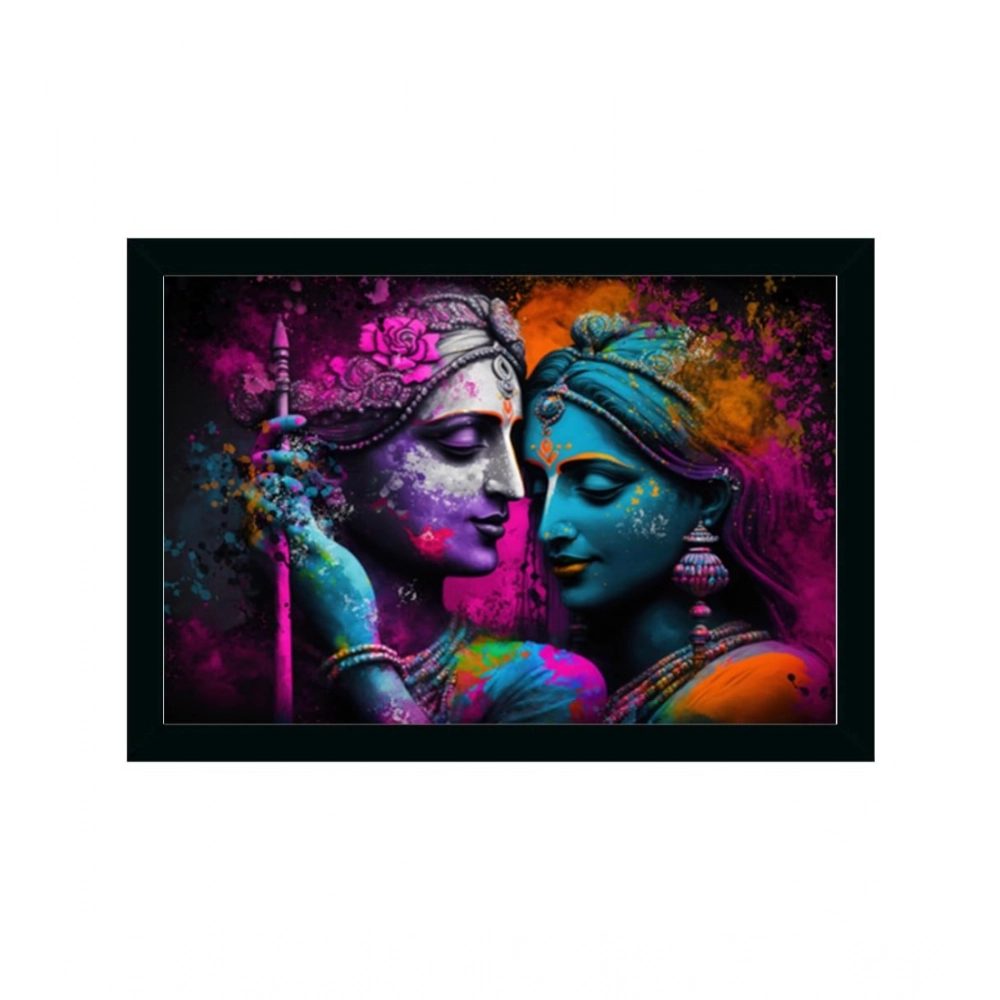 Generic Radha Krishna Painting with Synthetic Photo Frame (Multicolor)