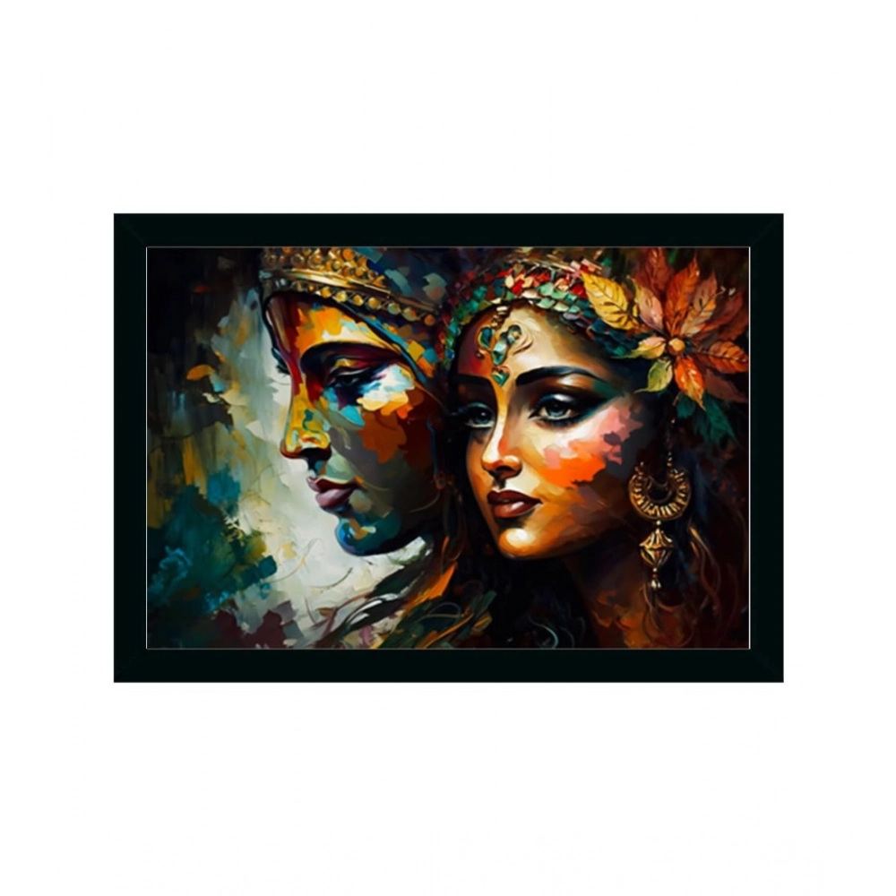 Generic Radha Krishna Painting with Synthetic Photo Frame (Multicolor)