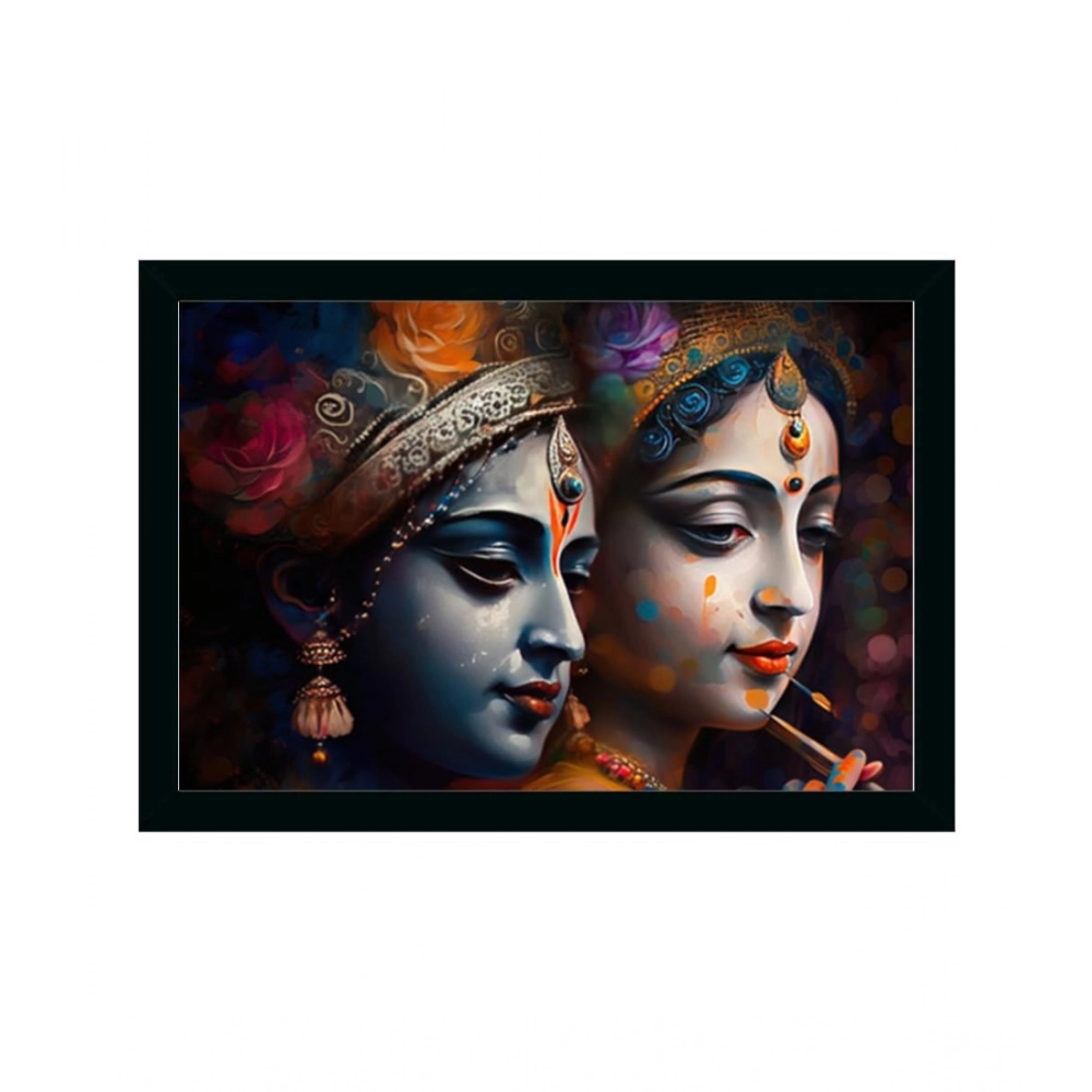 Generic Radha Krishna Painting with Synthetic Photo Frame (Multicolor)