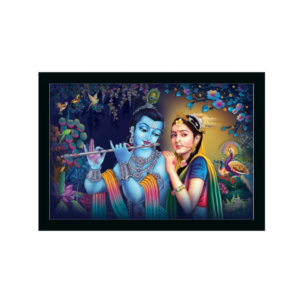 Generic Radha Krishna Painting with Synthetic Photo Frame (Multicolor)