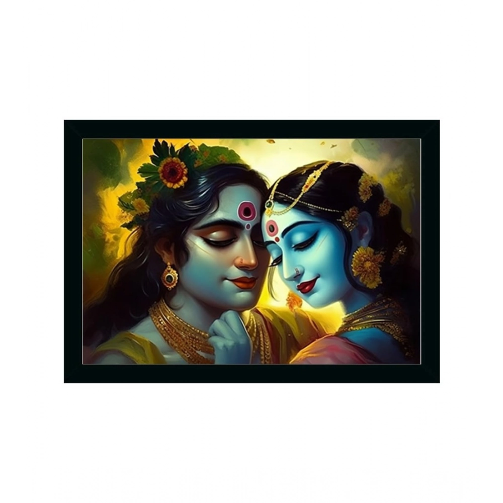 Generic Radha Krishna Painting with Synthetic Photo Frame (Multicolor)