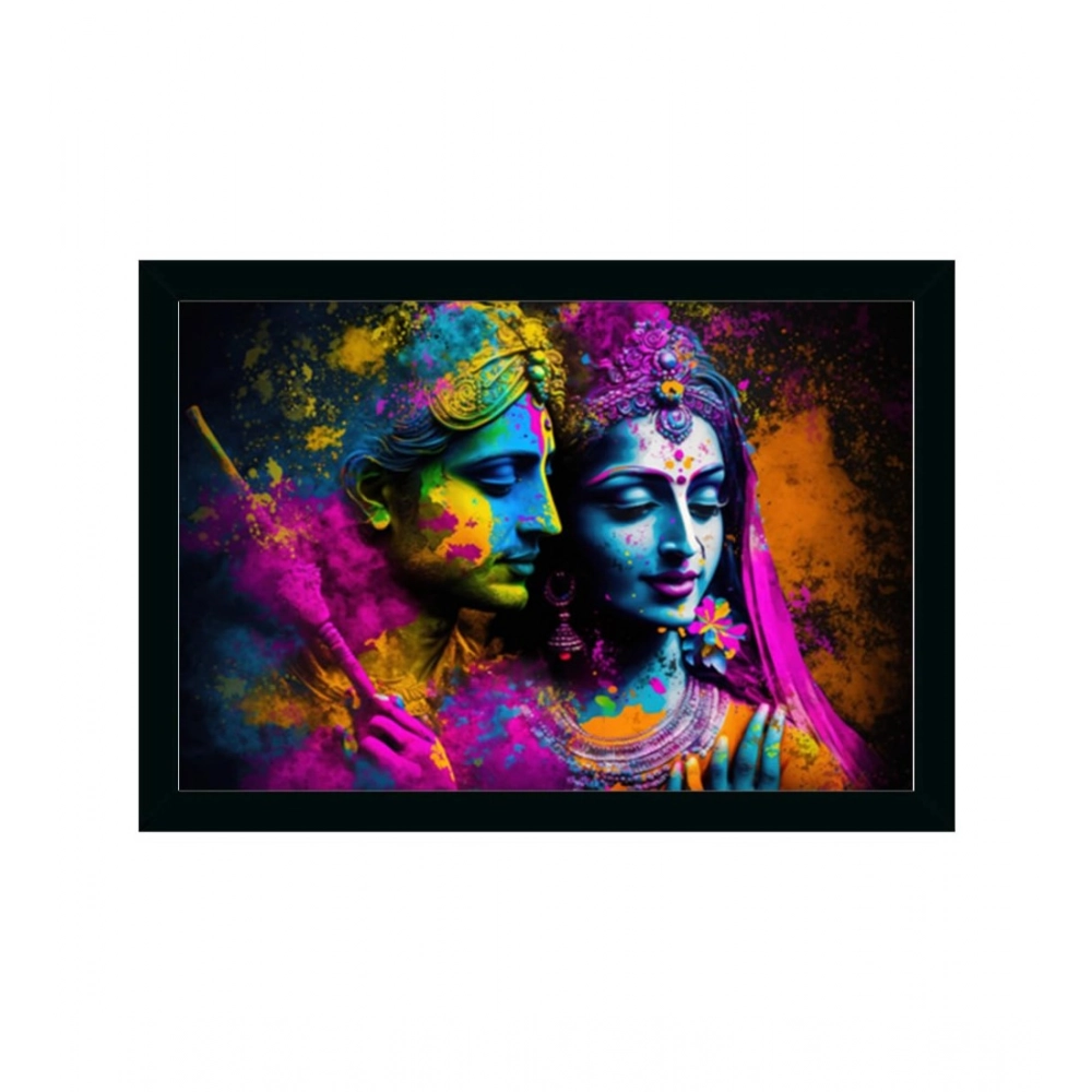 Generic Radha Krishna Painting with Synthetic Photo Frame (Multicolor)