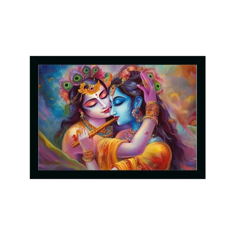 Generic Radha Krishna Painting with Synthetic Photo Frame (Multicolor)