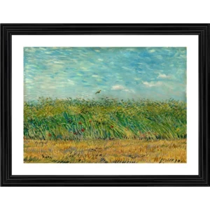 Generic Wheatfield with Partridge 1887 Painting With Wood Photo Frame (Multicolor)