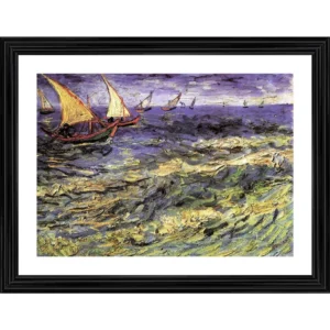 Generic Seascape near Les Saintes Maries 1888 Painting With Wood Photo Frame (Multicolor)